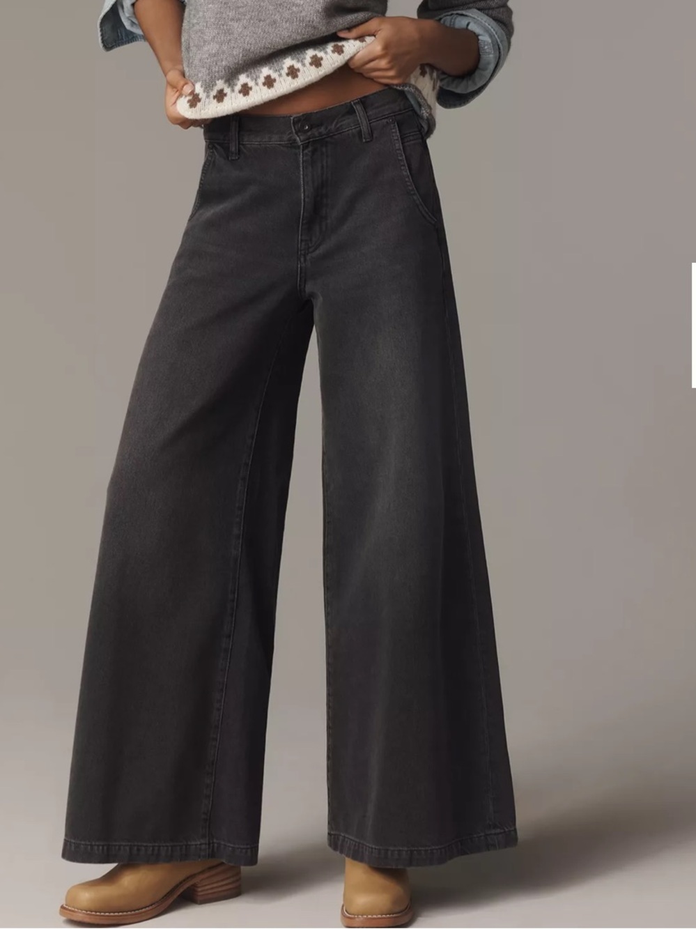 Anthropologie Black AG Posey Extra Wide Leg Jeans Size 32 NEW With Tags